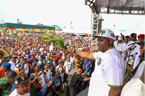 OBA surrounded by a large crowd during a public celebration