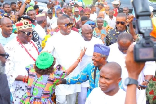 OBA greeting people during a public gathering
